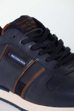 Men's cognac navy leather sneakers - Image n°6