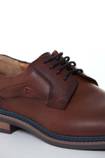 Men's navy cognac leather shoes - Image n°6
