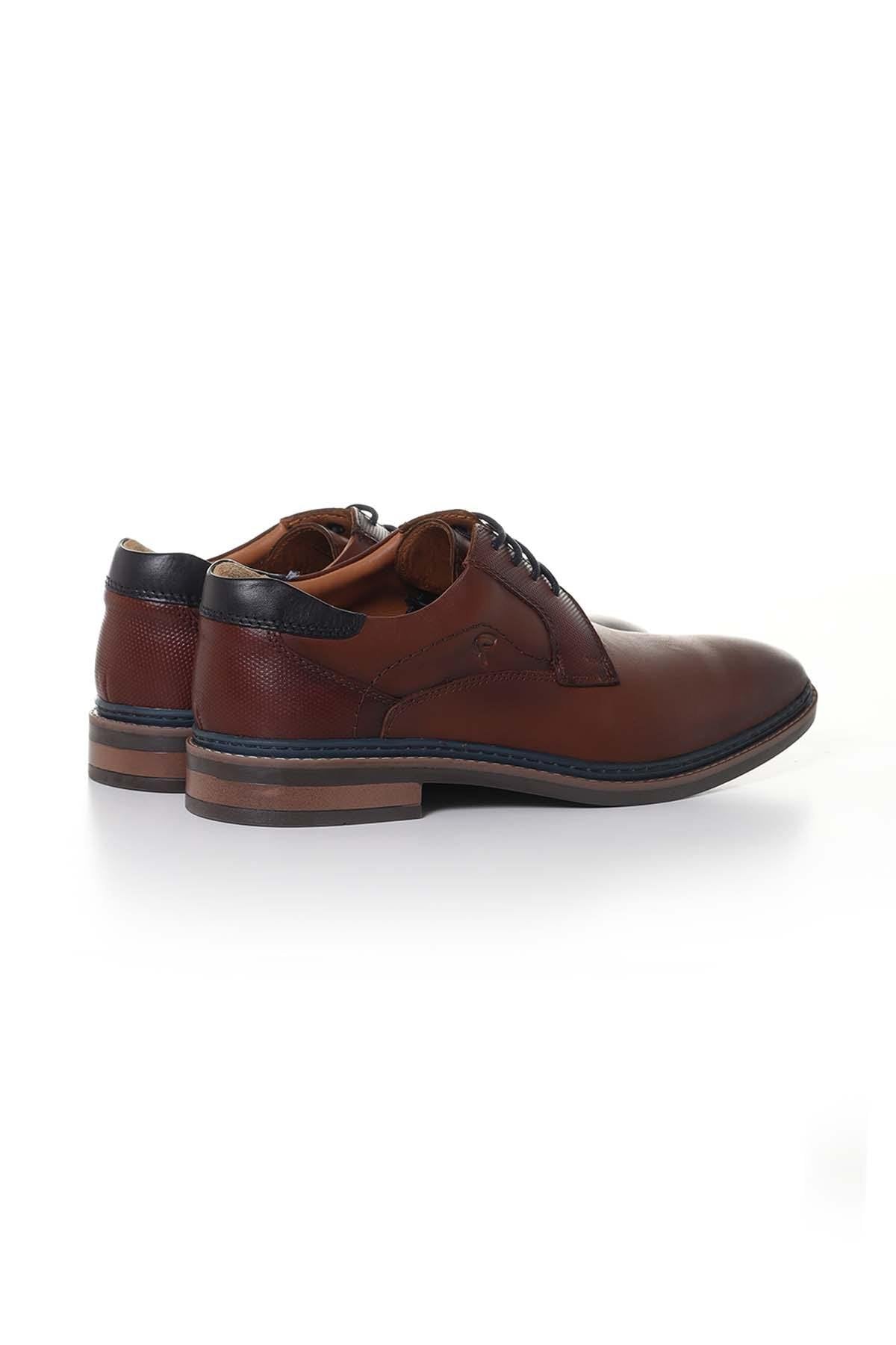 Men's navy cognac leather shoes - Image n°2