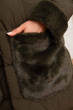 Oakwood's khaki quilted coat: dual-material fabric for autumn-winter. - Image n°2