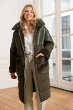 Oakwood's khaki quilted coat: dual-material fabric for autumn-winter. - Image n°5