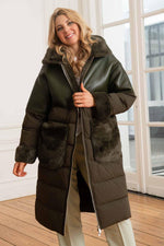 Oakwood's khaki quilted coat: dual-material fabric for autumn-winter. - Image n°4