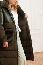 Oakwood's khaki quilted coat: dual-material fabric for autumn-winter. - Image n°6
