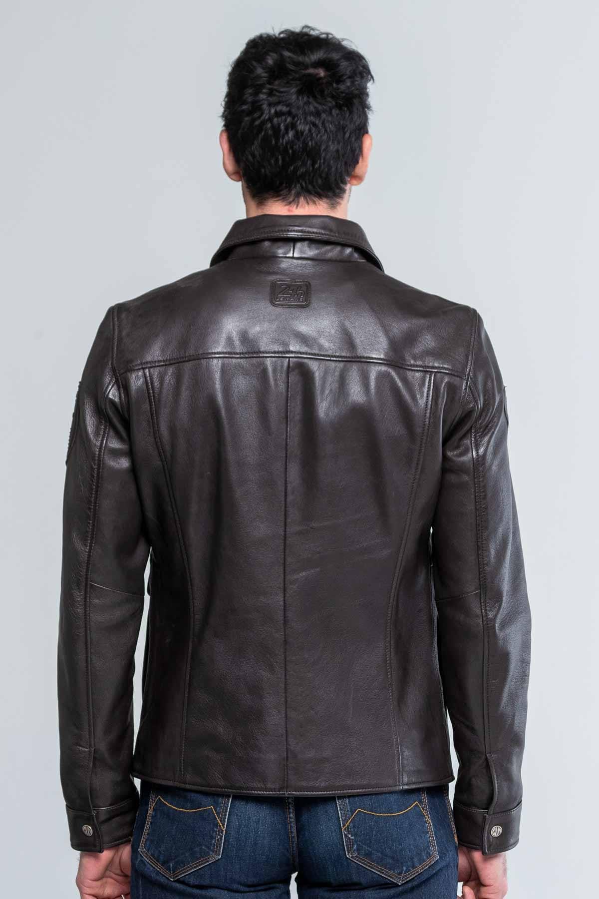 Dark brown sheepskin jacket, relaxed fit. Perfect for all seasons. - Image n°2