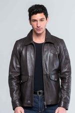Dark brown sheepskin jacket, relaxed fit. Perfect for all seasons. - Image n°1