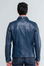A deep blue lambskin jacket, inspired by Steve McQueen's iconic look. - Image n°2