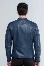 A royal blue nubuck sheep leather jacket with motorsport heritage. - Image n°3