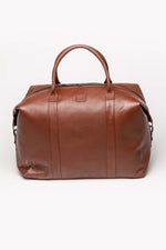Tortoise brown leather travel bag for men - Image n°4