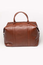 Tortoise brown leather travel bag for men - Image n°4