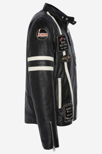 Schott's black lambskin biker jacket with a motard collar. - Image n°10