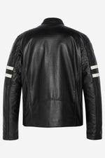 Schott's black lambskin biker jacket with a motard collar. - Image n°11