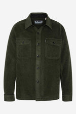 Men's dark khaki textile overshirt - Image n°1