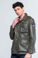 Mid-length dark khaki sheepskin jacket. Steve McQueen's iconic look. - Image n°2