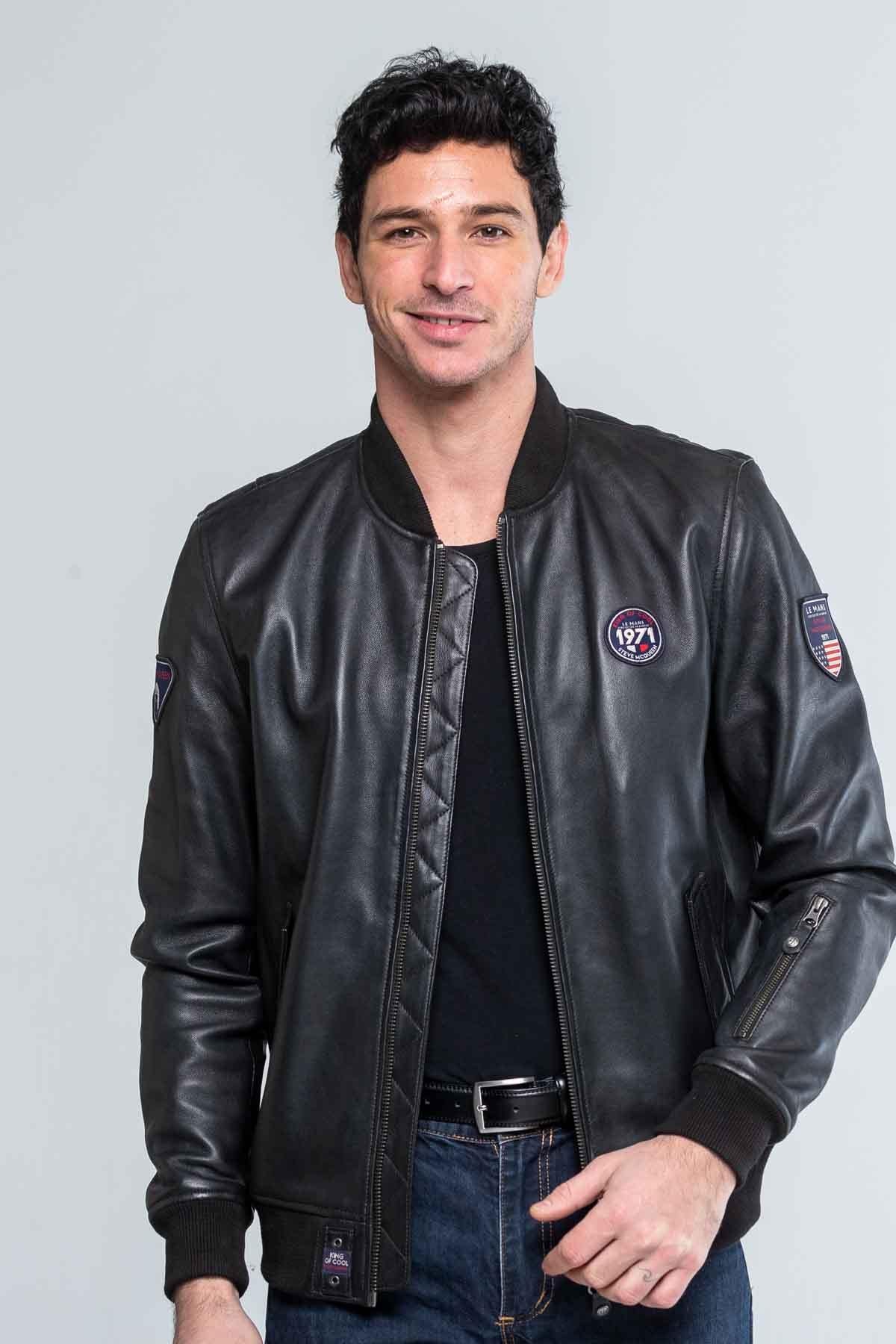 Sheep leather jacket inspired by Steve McQueen's 1971 Le Mans. - Image n°1