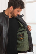 Supple lambskin, biker collar-Daytona's sleek black urban jacket. - Image n°3
