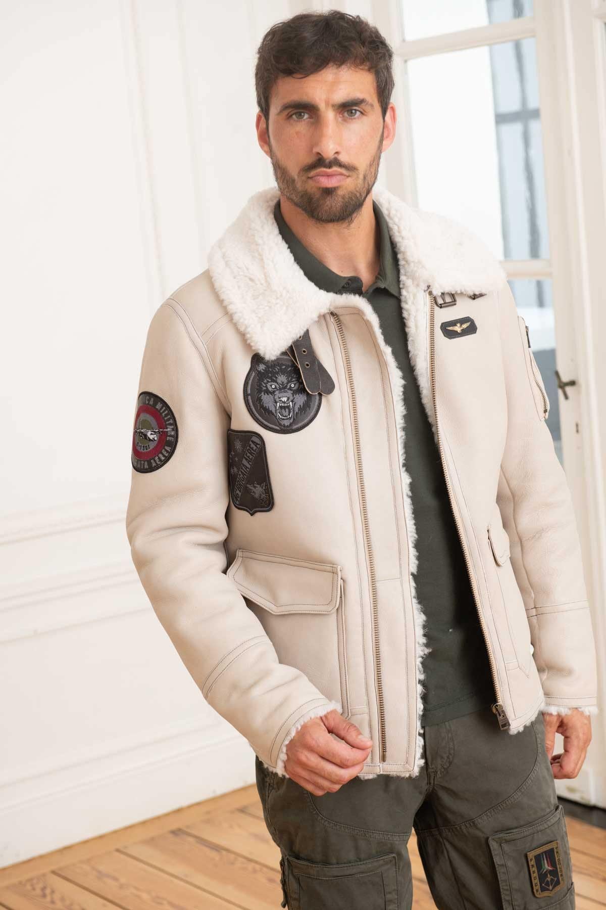 Warm shearling aviator jacket, inspired by Italian military design. - Image n°3