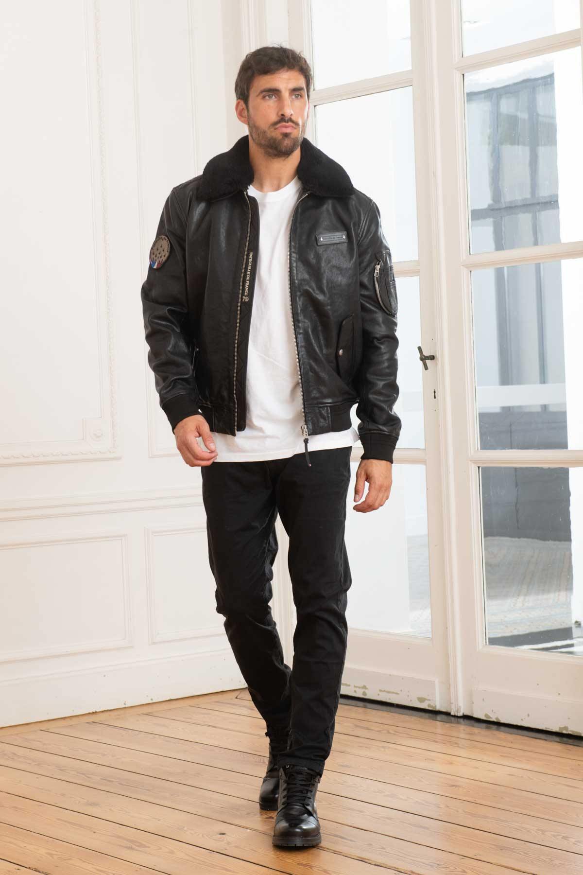 Patrouille de France 70th anniversary lambskin jacket with fur collar. - Image n°5