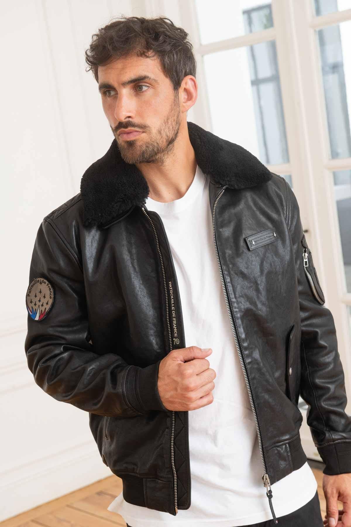 Patrouille de France 70th anniversary lambskin jacket with fur collar. - Image n°11