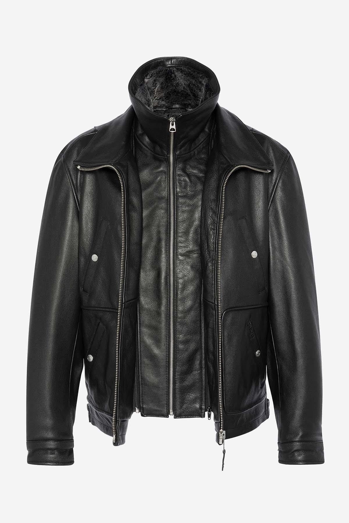 Schott's LC8100W23: black cowhide with snap pockets and vegan collar. - Image n°7