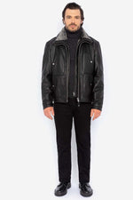 Schott's LC8100W23: black cowhide with snap pockets and vegan collar. - Image n°5