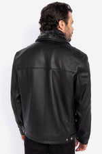 Schott's LC8100W23: black cowhide with snap pockets and vegan collar. - Image n°4