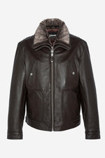 Schott's LC8100W23: brown cowhide, shirt collar, vegan-fur trim. - Image n°9