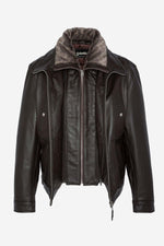 Schott's LC8100W23: brown cowhide, shirt collar, vegan-fur trim. - Image n°8