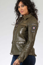 Dark khaki sheep leather jacket with shirt collar. Suits all figures. - Image n°2