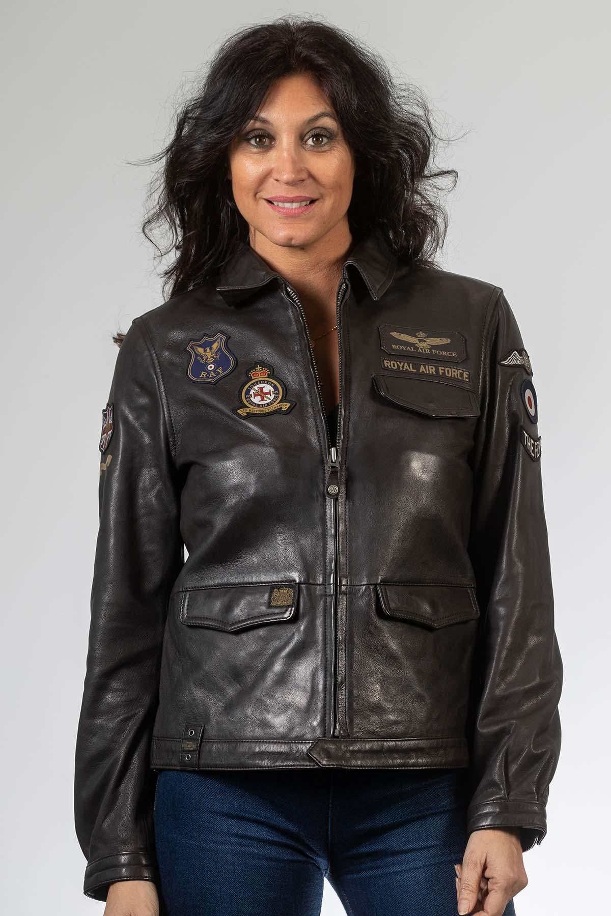 Dark brown sheepskin jacket, shirt collar. Regular fit, RAF-inspired. - Image n°3