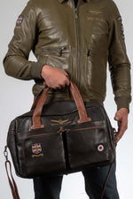 Dark brown leather travel bag - Image n°1