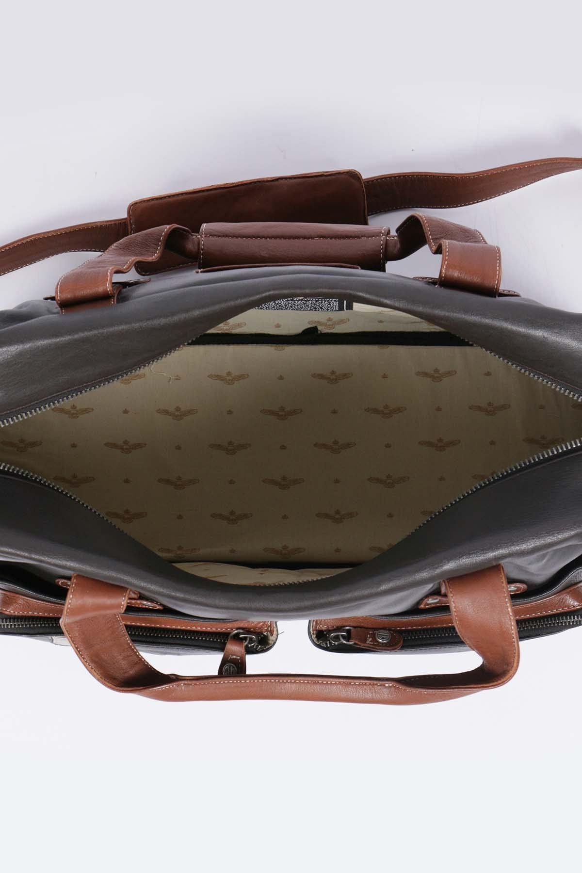 Dark brown leather travel bag - Image n°4