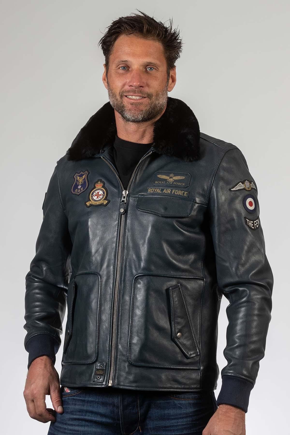 RAF navy sheepskin jacket. Soft leather, removable Thinsulate lining. - Image n°4