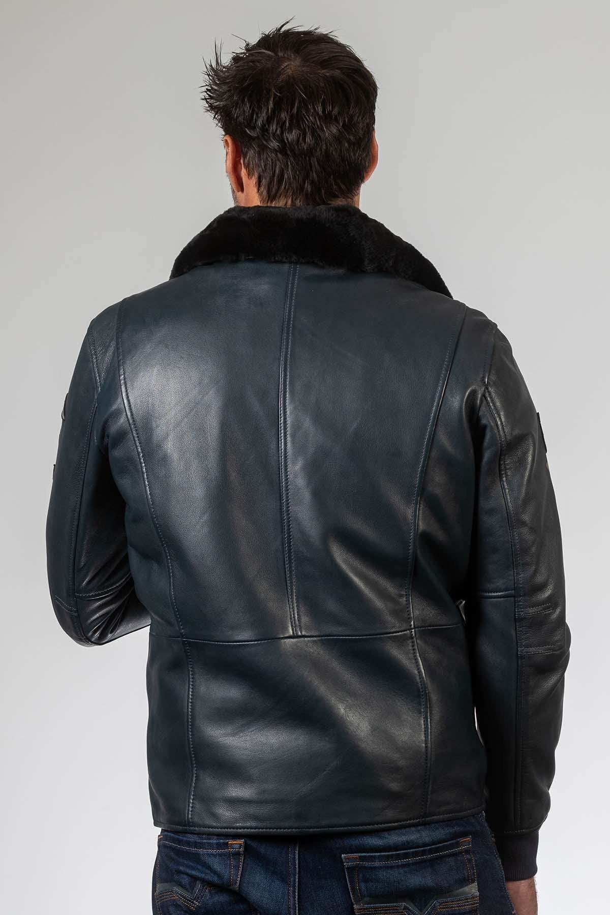 RAF navy sheepskin jacket. Soft leather, removable Thinsulate lining. - Image n°5