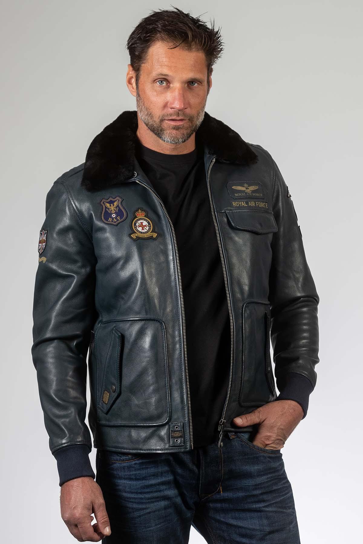 RAF navy sheepskin jacket. Soft leather, removable Thinsulate lining. - Image n°6