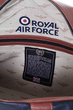 Navy blue leather travel bag with patches - Image n°3