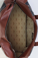 Navy blue leather travel bag with patches - Image n°6