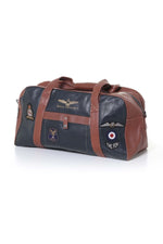 Navy blue leather travel bag with patches - Image n°2