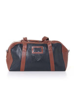 Navy blue leather travel bag with patches - Image n°5