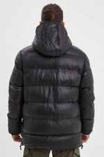 Black leather down jacket for men - Image n°4