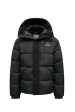Black nylon hooded down jacket - Image n°3