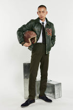 Forest green cowhide teddy with dragon embroidery and oversized fit. - Image n°7