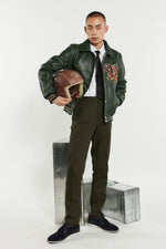 Forest green cowhide teddy with dragon embroidery and oversized fit. - Image n°7