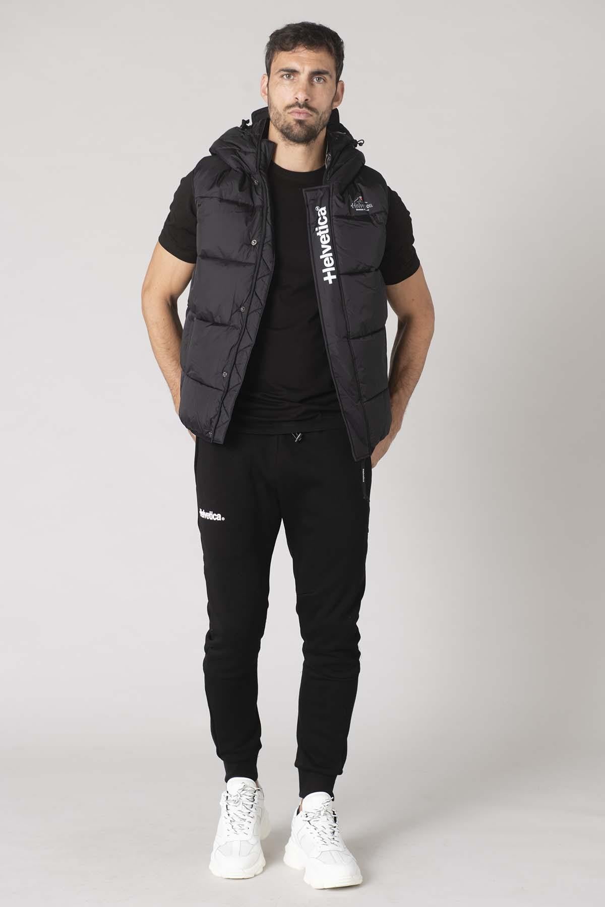 Black sleeveless down jacket with integrated mask - Image n°3