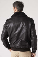 Dark brown sheepskin aviator jacket by Redskins, slim fit. - Image n°9
