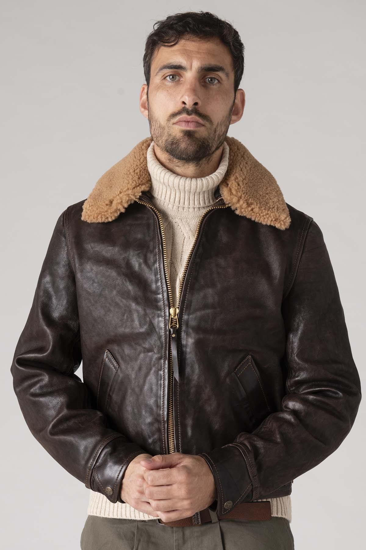 Men's Jacket Thedi Leathers MTC-127996 COLLAR - Leather-Jack.com
