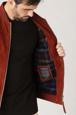 Rust-hued suede goatskin jacket with a velvety finish and regular fit. - Image n°5