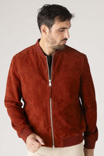 Rust-hued suede goatskin jacket with a velvety finish and regular fit. - Image n°6