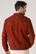 Rust-hued suede goatskin jacket with a velvety finish and regular fit. - Image n°3