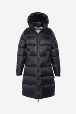 Extra-long eco-responsible black down jacket - Image n°6