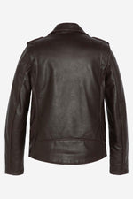 Dark brown cowhide Perfecto by Schott, star accents and press-studs. - Image n°3
